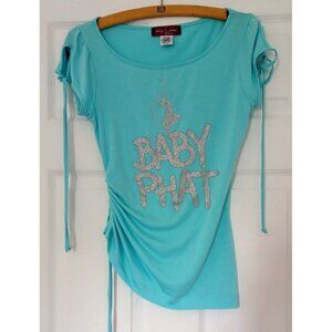 BABY PHAT Vintage Shirt Womens S Blue Shiny Logo Authentic Made in USA